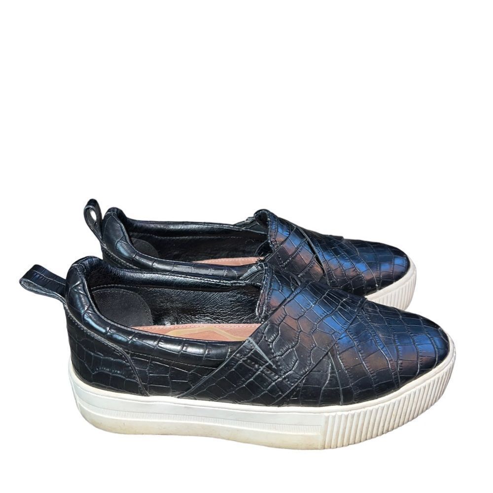 Halogen "Blakely" Black Croc Platform Slip-On Sneakers Streetwear‎ Women's 5M